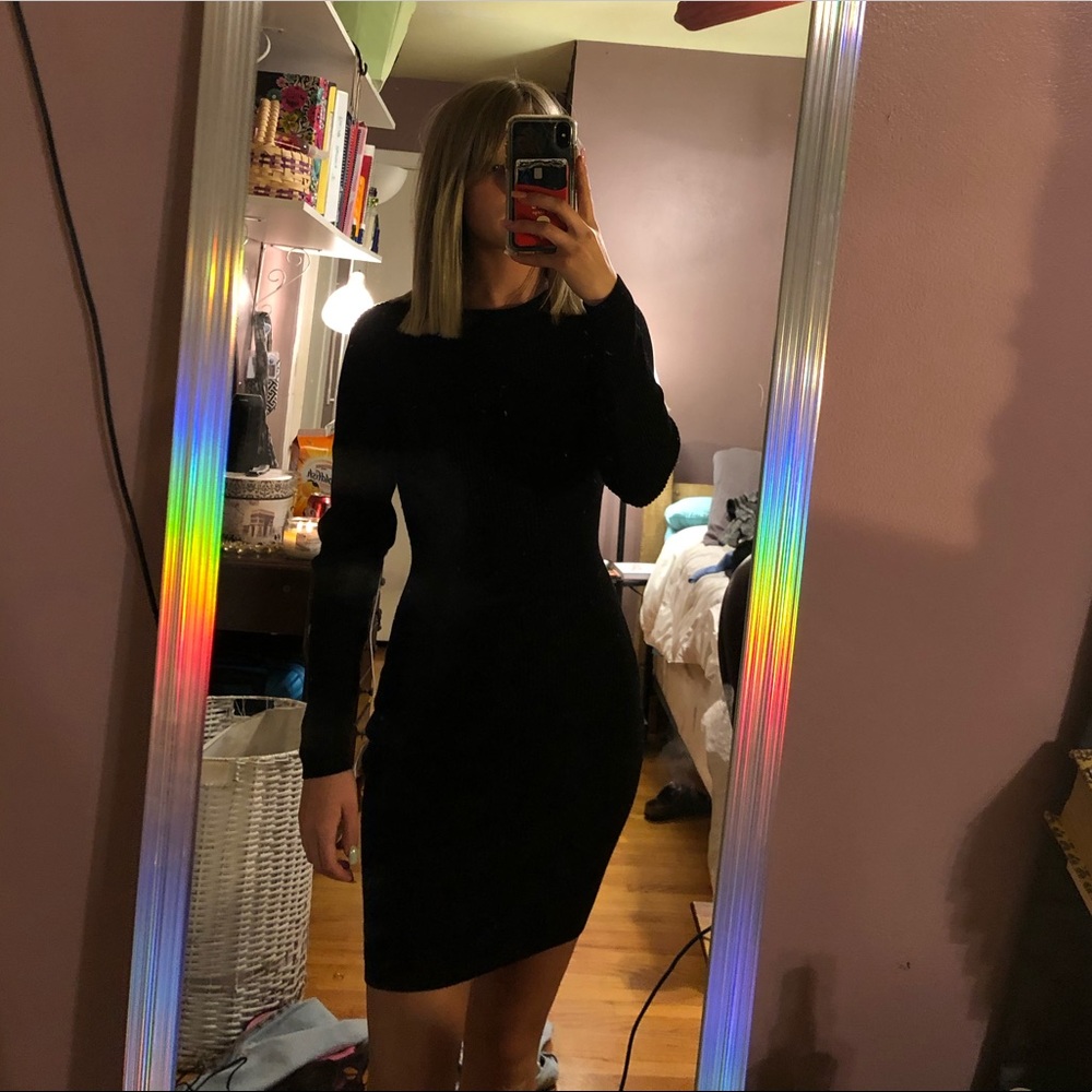 Black sweater dress long sleeve